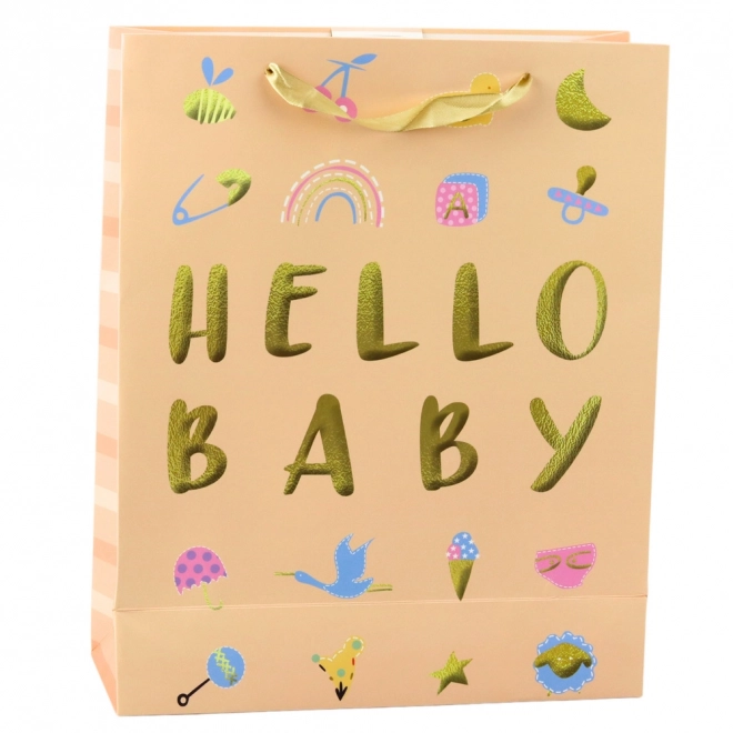 Geschenktasche für Babys Hello Baby pfirsichfarben