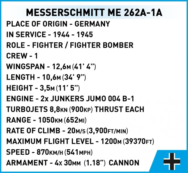 Historisches Flugzeugmodell Messerschmitt Me262