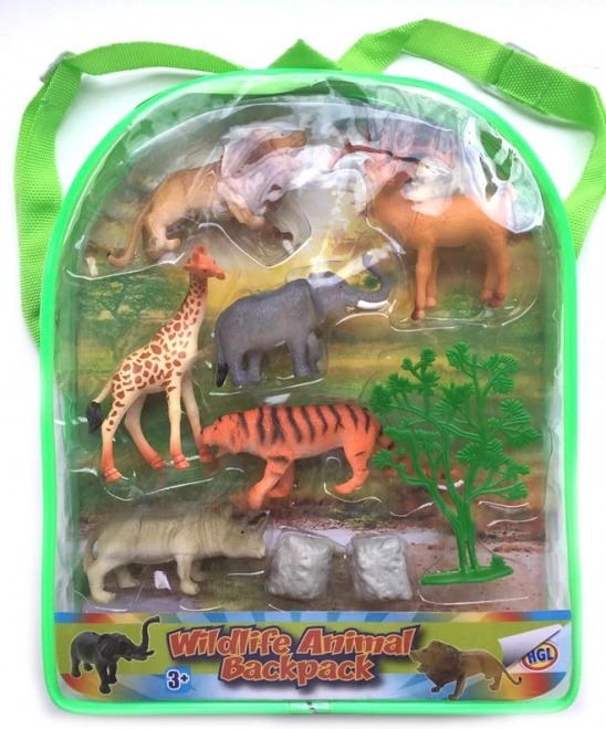 Tierspielfiguren Set im Rucksack