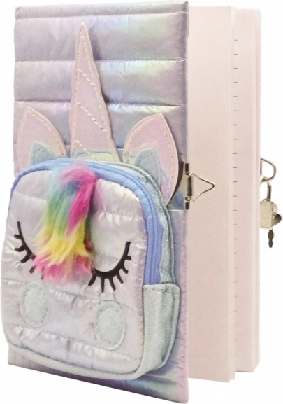 Tagebuch Einhorn mit Täschchen weiß, Schloss und Schlüssel, A5
