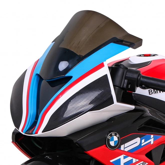 Kinder-Elektromotorrad BMW HP4 Rot + Stützräder + sanfter Start + EVA + MP3 LED