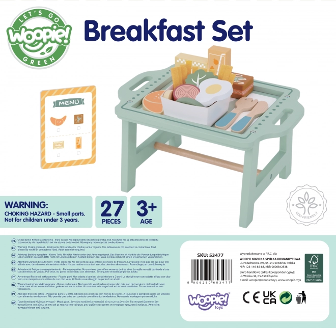 Woopie Green Frühstücksset mit Tablett und Holzzubehör Pastell
