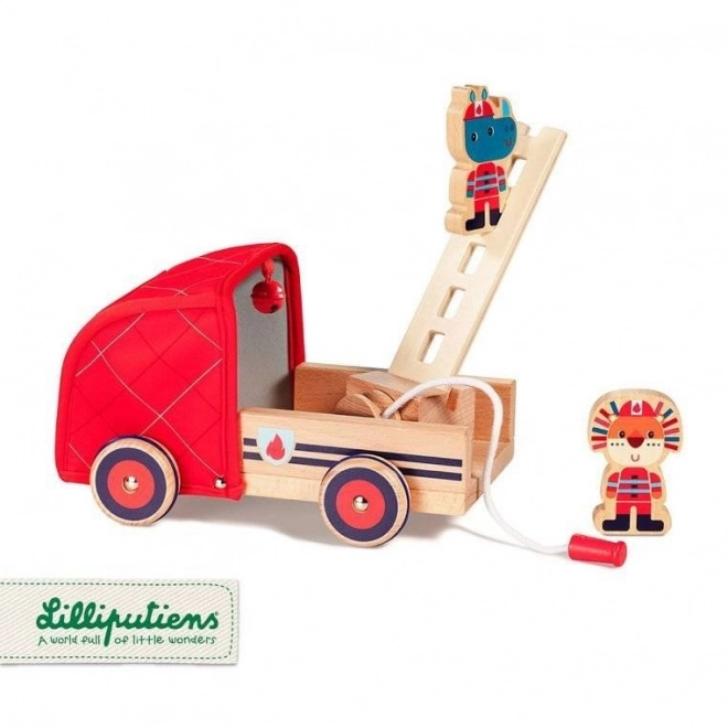 Lilliputiens - Feuerwehrwagen aus Holz mit Nashorn Marius