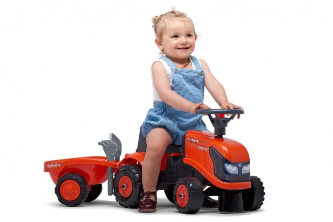 Baby-Kubota-Trettraktor mit Anhänger