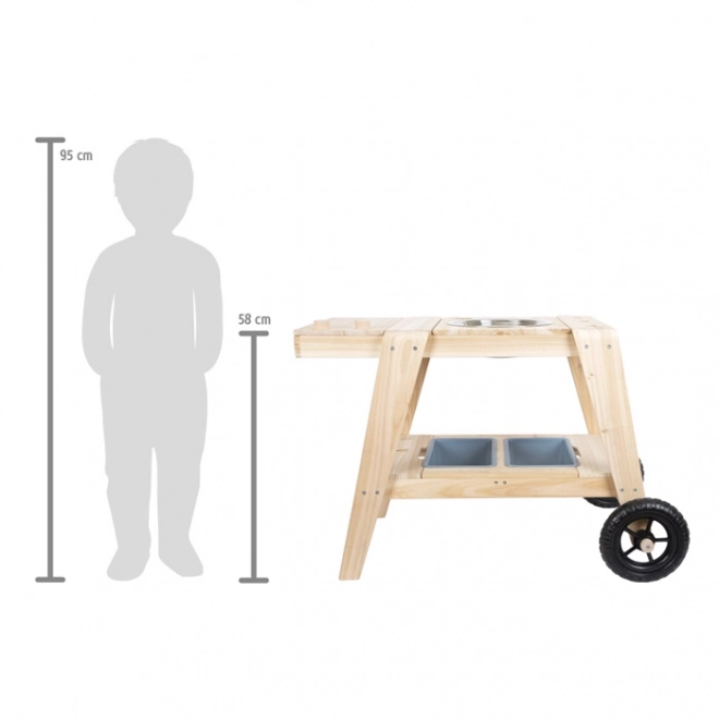 Kleine Outdoor Spielküche aus Holz