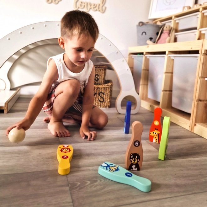 Drewniane Kinderspielzeug Bowling Set