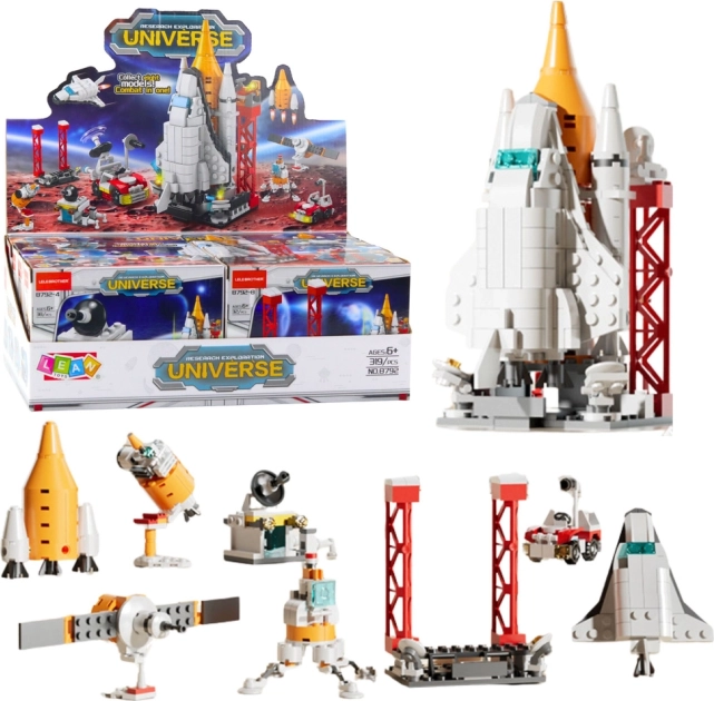 Bauset Rakete und Raumstation, Kollektion 24–58 Teile (Modell-Mix)
