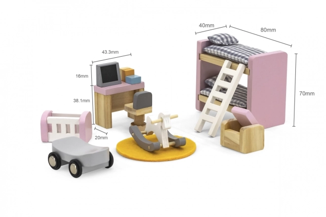 Holz Puppenhaus Kinderzimmer Set