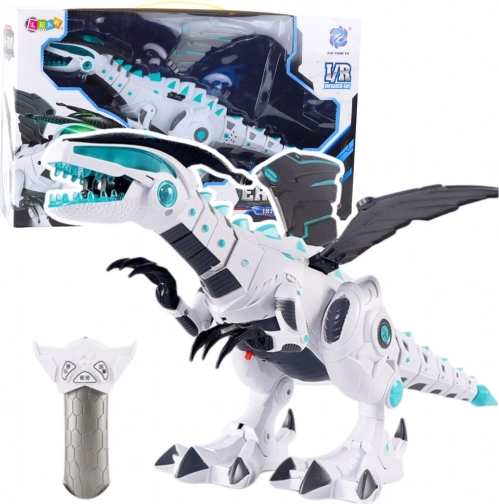 RC Roboter-Dinosaurier mit Fernbedienung, Licht und Sound – weiß