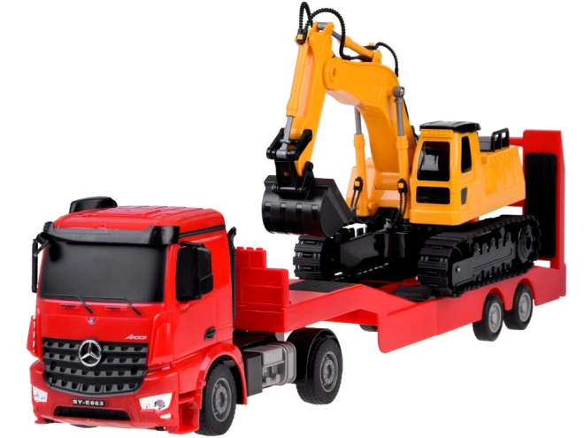 Mercedes Baukasten mit ferngesteuertem LKW und Bagger – Maßstab 1:26