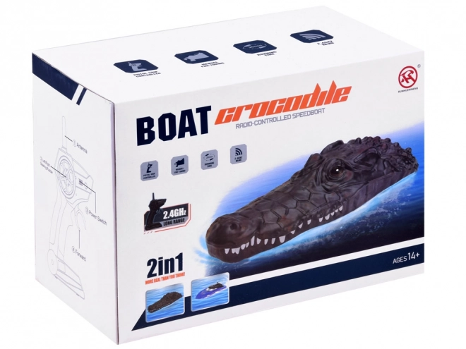 Fernbedienbare Krokodil-Boot 2in1 mit Fernsteuerung – Rot