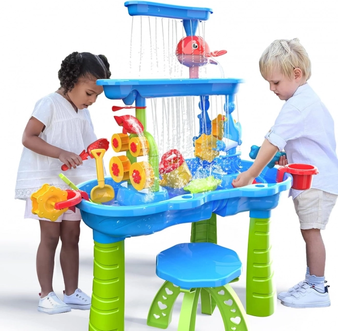 Woopie Kinderspiel-Wassertisch XL für Wasser- und Sandspiel mit 37 Teilen