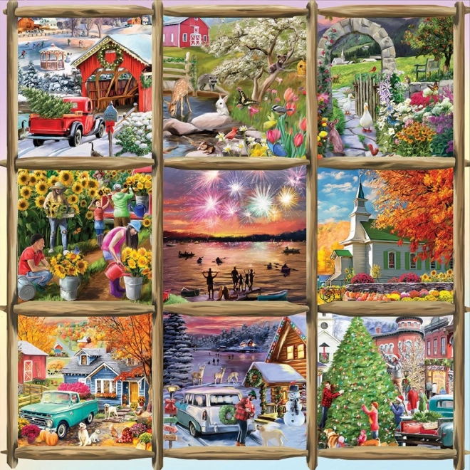 Quadratisches Puzzle Kollage Frühling, Sommer, Herbst, Winter 1000 Teile