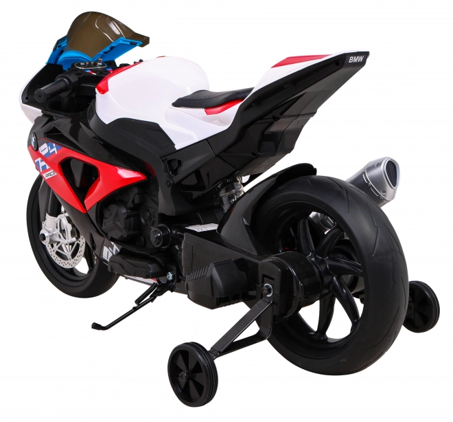 Kinder-Elektromotorrad BMW HP4 Rot + Stützräder + sanfter Start + EVA + MP3 LED