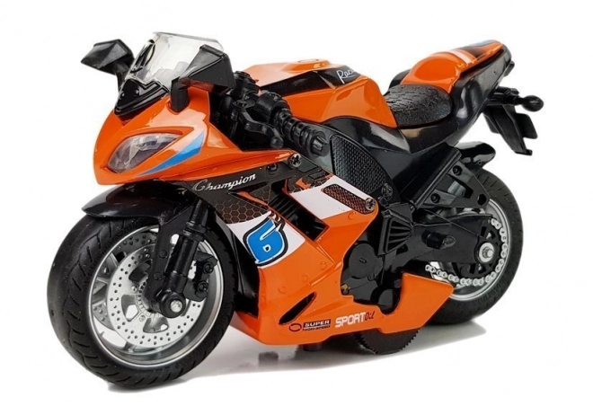 Friktionsbetriebenes Sound-Motorrad 1:14 Orange