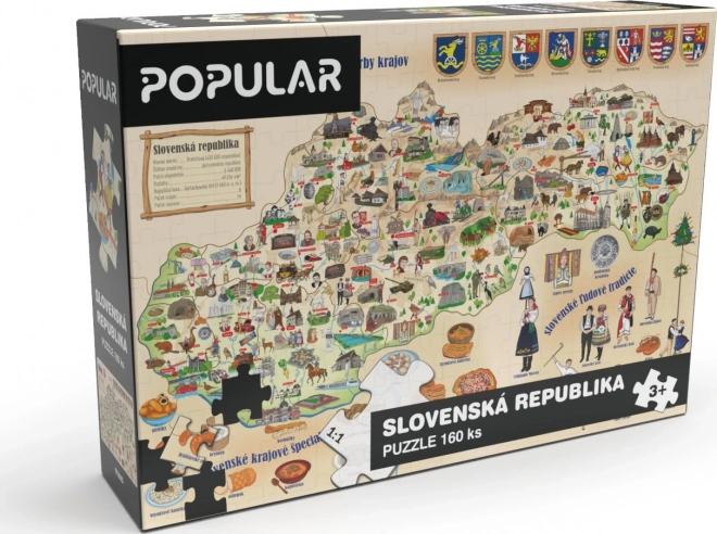 Beliebtes Puzzle Landkarte der Slowakei 160 Teile