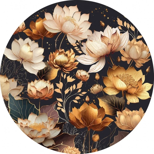 Rundes Puzzle Blumen: Goldene Blüten 500 Stücke