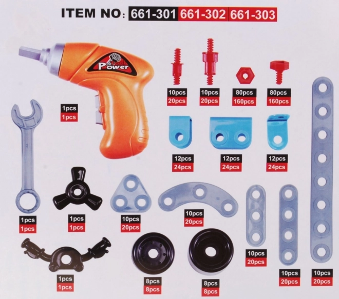 Konstruktionsbausteine Set mit Elektrischer Bohrmaschine und Werkzeug