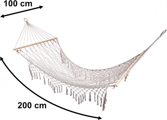 Garten-Hängematte Boho mit Fransen grau 200 cm