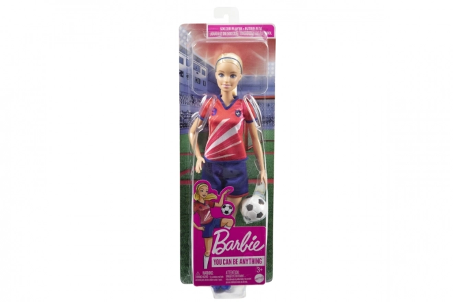 Barbie Fußballspielerin in rotem Trikot