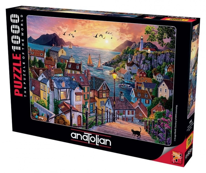 Küstenstadt bei Sonnenuntergang Puzzle 1000 Teile