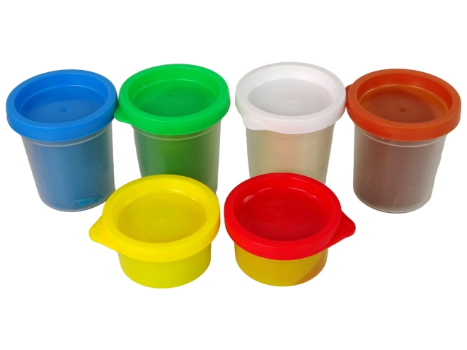 6 leuchtende Farben in wiederverschließbaren Bechern