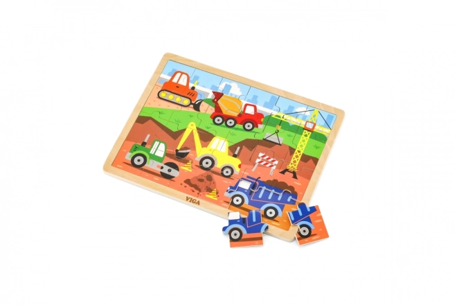 Viga Holzpuzzle Baumaschinen