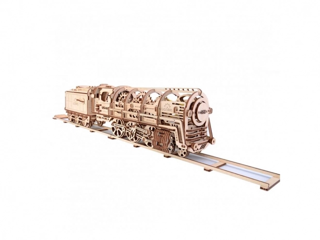 Mechanisches Holzpuzzle UGEARS - Dampflokomotive mit Tender