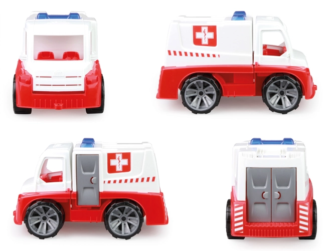 Mechanisch funktionsfähiger Rettungswagen mit öffnenden Elementen