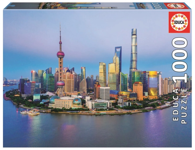 Educa Puzzle Panorama Shanghai bei Sonnenuntergang, 1000 Teile