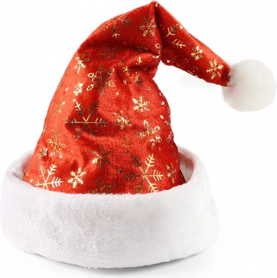 Weihnachtliche Mütze mit goldenen Flocken