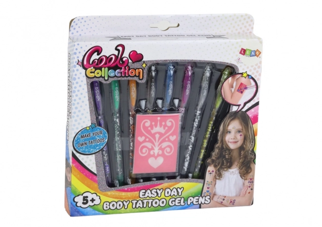 Glitzer Tattoo Marker Set 8er mit 4 Schablonen