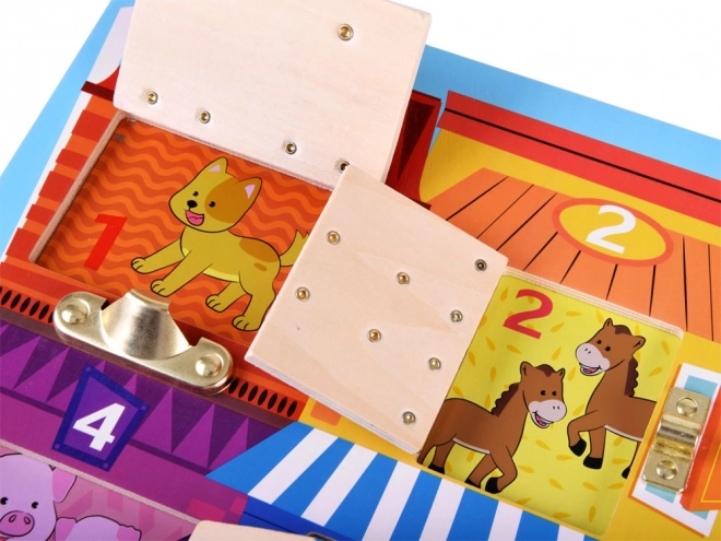 Sensorische Spieltafel mit Schlössern für Kinder