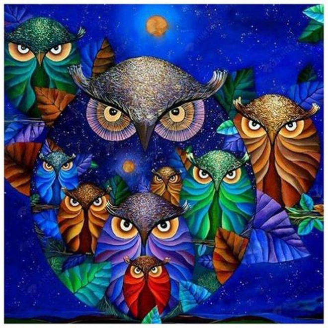 Diamantmalerei 7D – Eulen am Nachthimmel 30 × 40 cm