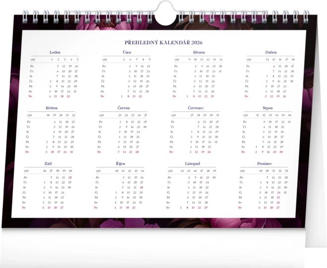 Wöchentlicher Planungskalender Lila Blumen 2026, 30 x 21 cm