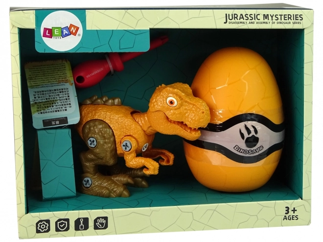 Tyrannosaurus Rex DIY Set mit Ei und Schraubenzieher Orange