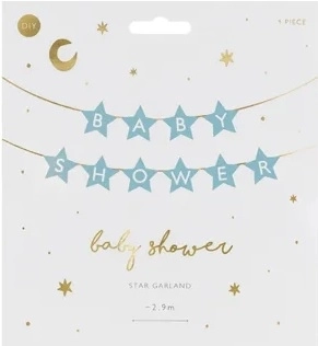 Banner Baby Shower Sterne Hellblau