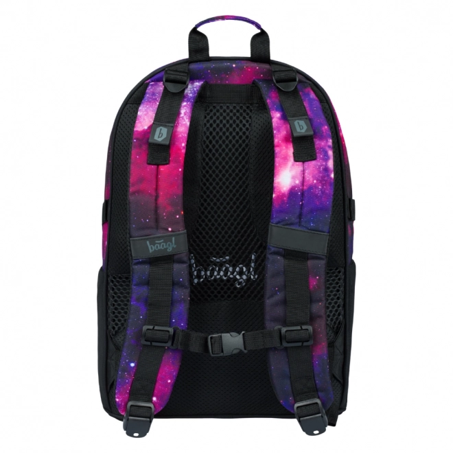 Baagl 5-teiliges Set Skate Galaxy: Rucksack, Federmäppchen, Beutel, Mappe, Geldbörse