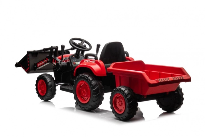 Kinderroter Traktor mit wiederaufladbarem Akku und Löffel