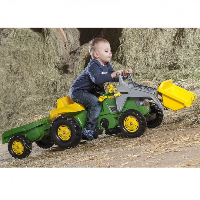 Kindertraktor mit Anhänger und Schaufel – John Deere Lizenz