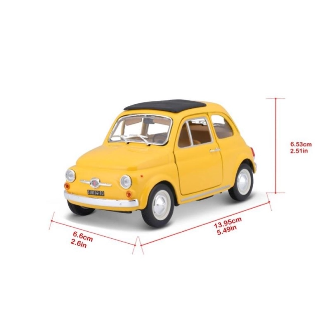 Klassischer Fiat 500 F Modellauto Gelb