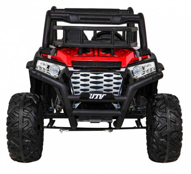 Buggy UTV Offroader für Kinder Rot + Fernbedienung + Gepäckträger + langsamer Start + EVA + MP3 LED