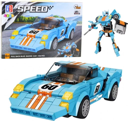 Bausatz Auto Roboter 2in1 Orange-Blau Antrieb 336 Teile