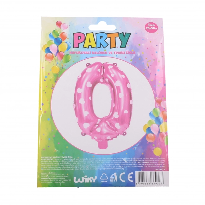 Aufblasbarer rosa Ballon mit Herzen – Nummer 0