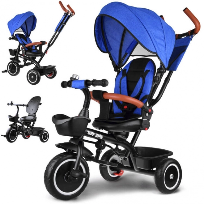 Kinder-Dreirad Tiny Bike 3-in-1 mit Verdeck – blau