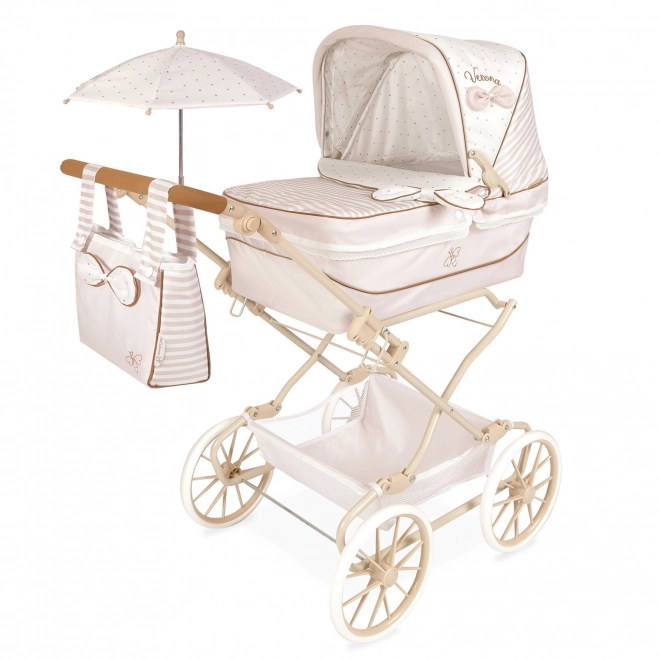Klappbarer Puppenwagen für Reborn-Puppen mit Sonnenschirm und Zubehör Verona