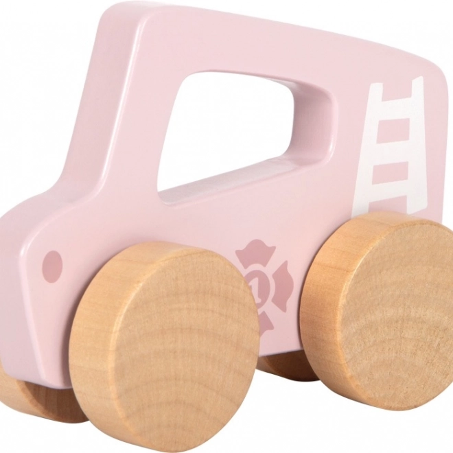 Rosafarbenes Holzauto zum Schieben