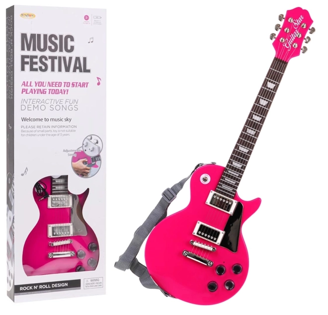 Gitarren- und Mikrofonsatz Braun – rosa