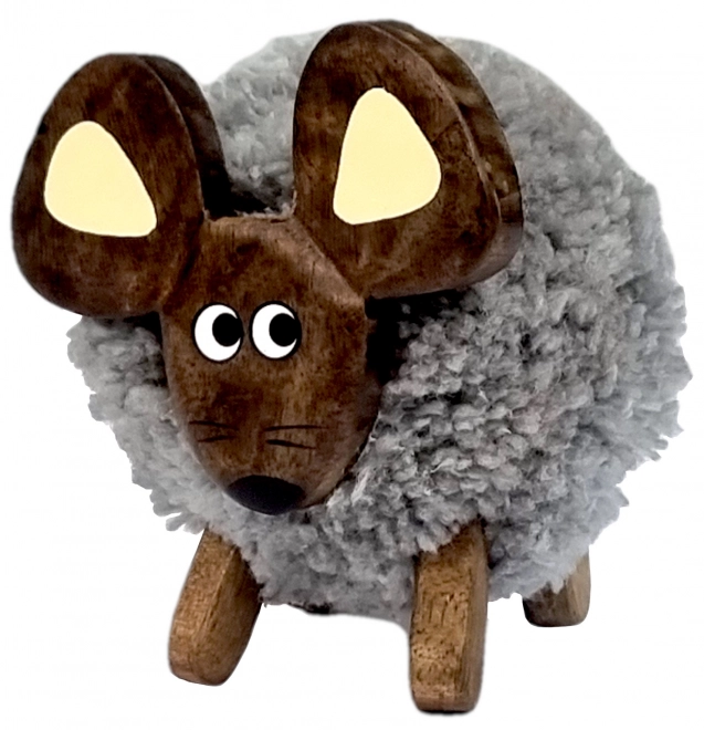 Holzfigur XL Pompon-Maus