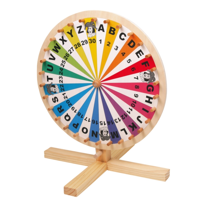 Alphabet und Zahlen auf einem Rad